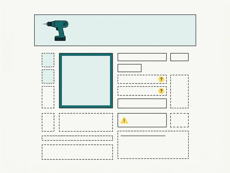 Schema: Produktseite mit leeren Feldern und Fragezeichen
